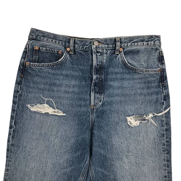 BDG Medium Wash Relaxed Straight Distressed Button Fly Jeans Size 33 - Picture 3 of 10